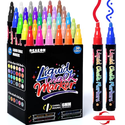 Reaeon Chalk pens, Chalk Markers Fine Point More Ink for Rocks, Craft, Ceramic, Glass, Wood, Fabric, Canvas - Art Crafting Supplies Set of 18 Colors