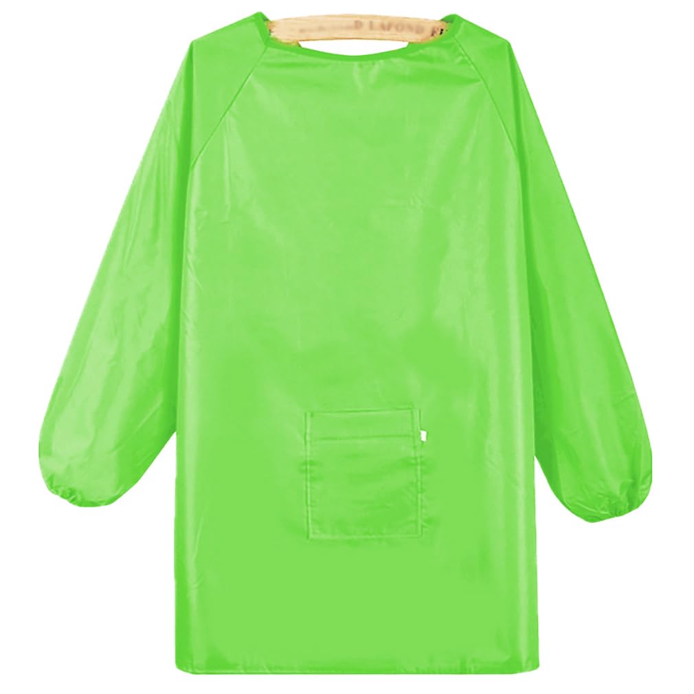 MESU Art Smock for Kids Colorful Painting Smock Children Artist Smock Waterproof Smock Full Coverage Long Sleeve Smock with Pocket Green 2XL - Image 4