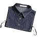 Joyci Unisex NEW Hot Pure Cotton Denim Half Shirt Fake False Collar Detachable (Dark Blue)