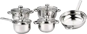 Jogo de Panelas Inox 5 Peças Tampa De Vidro