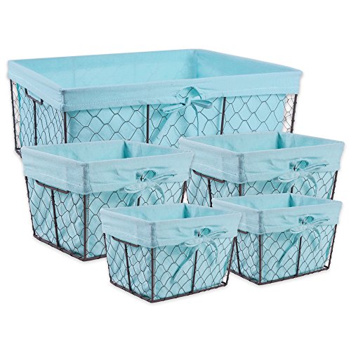 DII Farmhouse Chicken Wire Storage Baskets with Liner,...