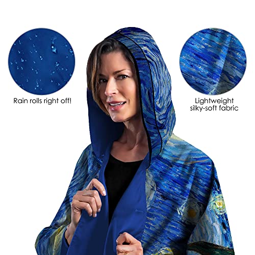 RainCaper van Gogh Starry Night Womens Rain Cape Poncho with Hood Reversible3