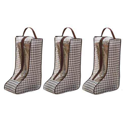 3 Pack Portable Boots Storage Bags, Waterproof and Dustproof Shoe Protector Bag for Travel,Transparent Boot Cover Organizer with Handles for Men and Women (Long Style)