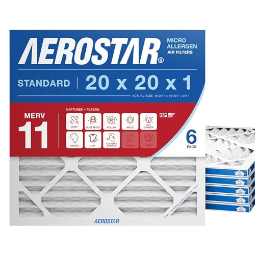 Aerostar 20x20x1 MERV 11 Air Filter, 6 Count,...