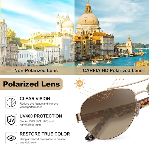 CARFIA Acetate Metal Sunglasses for Women Polarized UV Protection Trendy Fashion Style CA23054
