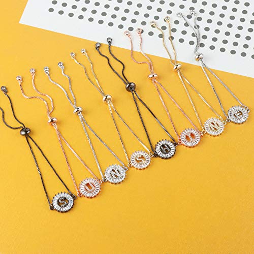COTTVOTT Charms Initial Letter Bracelet Women A-Z Alphabet Adjustable Chain Bracelets 4 Colors (C, Gold Color) - Image 4