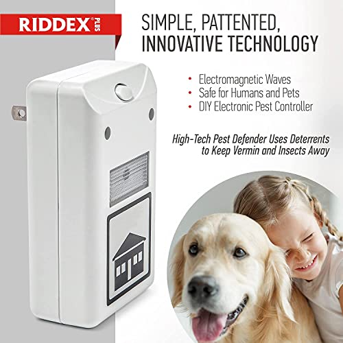 RIDDEX Plus Insect Repellent | Plug in, Mouse Deterrent - Pest Control for Defense Against Rats, Mice, Roaches, Bugs and Insects | Control Pests with No Chemicals or Poison | White 3-Pack