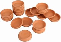 24 Pack FCFKUK Terra Cotta Saucers 3.2 Inch - Mini Clay Pot Trays for 2-3 Inch Succulents & Nursery Pots