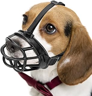 Nobleza Small Dog Muzzle Adjustable Dog Basket Muzzle Breathable Dog Mouth Cover Dog Muzzle to Prevent Biting Barking and Eating Dog Training Muzzle Allows Panting and Drinking, Black