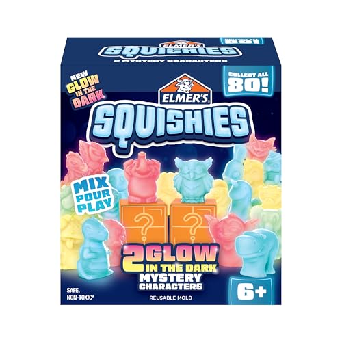 Elmer's Squishies Kids’ DIY Activity Kit, Glow in the Dark Toy Kit, Creates 2 Mystery Characters, 13-Piece Set, Ages 6+
