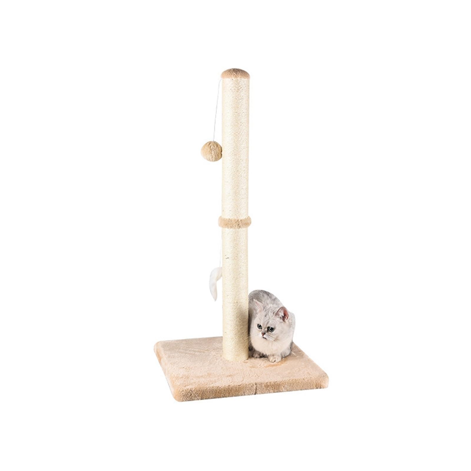 Arbre à chat beige avec griffoir vertical en sisal pour animaux de compagnie
