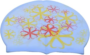 بونيه سباحة من السيليكون مطبوع بنمط زهور مع شنطة بسوستة للبالغين من راستوم ارت، لون أزرق مخضر