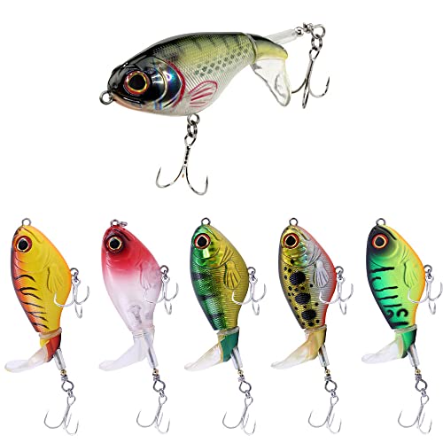 Aneew 6X Topwater Popper 75Mm Bluegill Bass Fishing Lures Kit Trout Hard Baits Spinnerbaits Swimbaits Crankbaits Rotating Tail Floating Surface Pike Musky Perch #TOP5