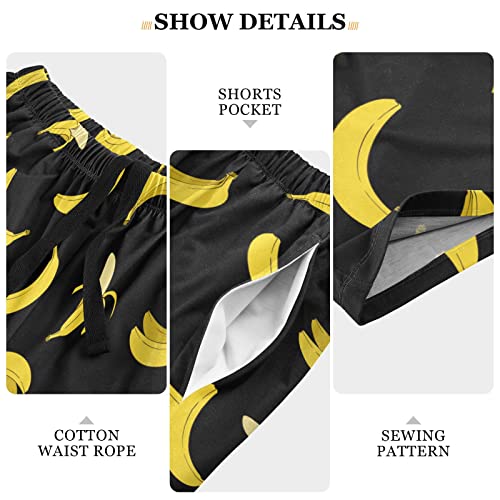 Ollabaky Pajama Shorts Mens Yellow Banana Pjs Bottoms Sleep Shorts Lounge Wear Pajama Pants With Pocket, L #TOP3