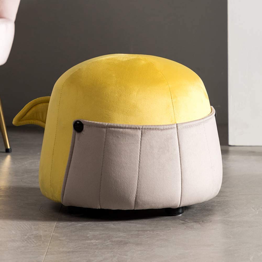 Pouf Ottoman en velours jaune 40x40cm en forme de dauphin pour salon