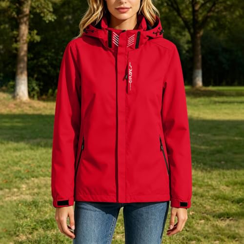 Women's Hooded Rain Jacket Breathable Waterproof Windbreaker Raincoat - image 9