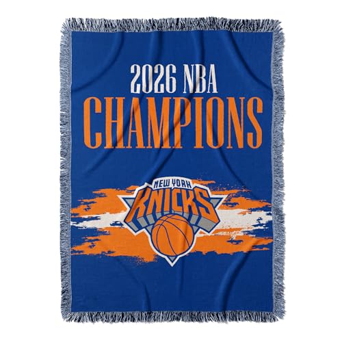Northwest New York Knicks 2026 NBA Champions Woven Tapestry Throw Blanket with Decorative Fringe Soft Polyester Home Dcor for Couch Bed or Game Room 48 x 60 in