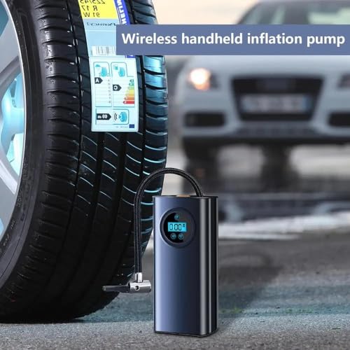 Image of Car Tyre Inflator, Rechargeable Portable Air Compressor, 2X Fast Inflation, Cordless and Accurate Tire Pressure with digital display, 150PSI Auto Shut Off Air Pump for Car, Bike, Cycle, Ball