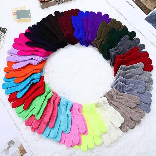 24Pairs Full Finger Gloves Warm Knitted Thermal Winter Gloves for Boys for Outdoor Activities Easy to Clean Comfortable Wear for School Play2