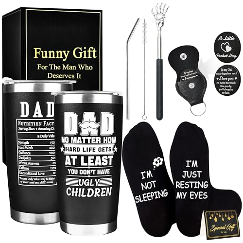 Merclix Gifts for Dad Who Has Everything Gift Set with Funny Sock 9-11 Back Scratcher Card Best Dad Gifts from Daughter and Son Birthday Christmas Fathers Day Presents for Daddy