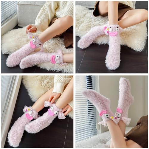 Image of TFTSR Crazy Funny Fuzzy Silly Socks for Kids Women,Girls Fluffy Slipper Novelty Fun Socks,Boy Men Cute Cozy Soft Animal Socks