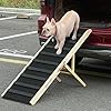 Dog Ramp for Car – 51″ Long Foldable Pet Ramp for Small Large Dogs – Dog Ramps for High Beds Couch Car/SUV – Pet Stairs High Traction with Platform 6 Adjustable Heights 13″ to 28″ Up to 200LBS