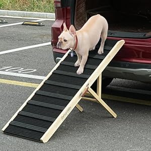 Dog Ramp for Car – 51″ Long Foldable Pet Ramp for Small Large Dogs – Dog Ramps for High Beds Couch Car/SUV – Pet Stairs High Traction with Platform 6 Adjustable Heights 13″ to 28″ Up to 200LBS