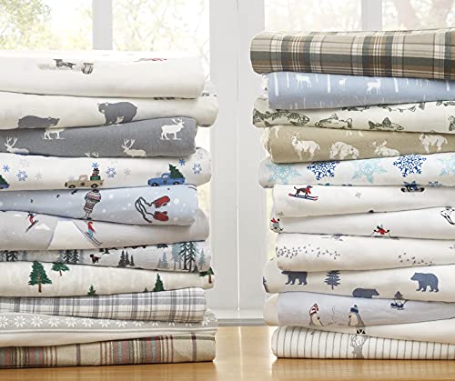 Image of Eddie Bauer - Flannel Sheets Queen Size, Anti-Pilling & Wrinkle Resistant Cotton, Touchably Soft for All-Season Comfort - Bed Sheets with Matching Pillowcases & Fitted Sheet (Montlake Plaid Red)