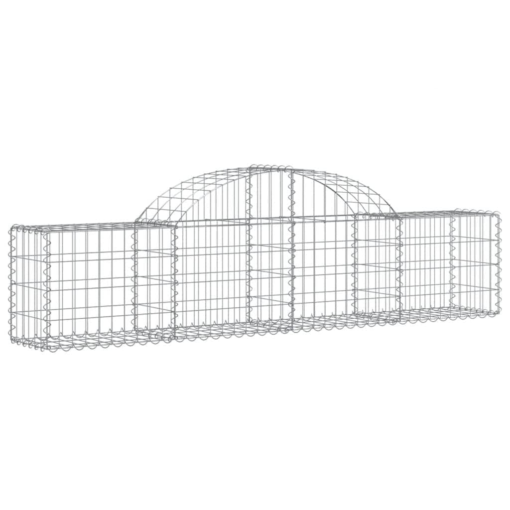 Gaviones con arco alto, 2 unidades, 200 x 30 x 40/60 cm, hierro galvanizado para barreras de jardín y privacidad, cestas de alambre estables como decoración y protección contra el ruido