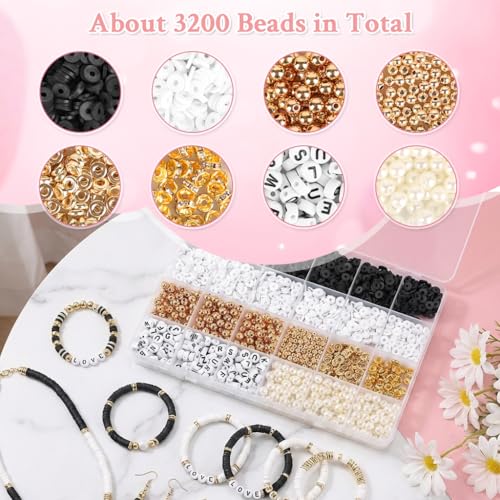 Image of SANNIDHI DIY Bracelet Making Kit Clay Disc Clay Alphabet Beads for Bracelet Making Set for Adults Girls 7-14 Years Beaded Craft Kit for DIY Necklaces Ankle Chain Phone Charms
