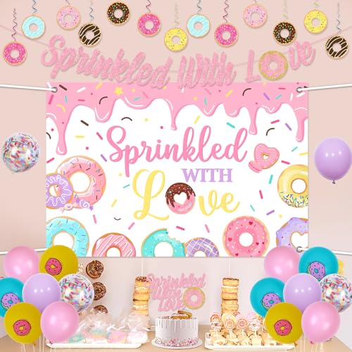 Décorations fête prénatale rose fille kit complet avec topper gâteau réutilisable - 3