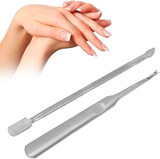 Empurrador de cutículas, 2 peças de aço inoxidável para empurrar cutículas ferramenta de pedicure removedor de pele morta garfo + empurrador
