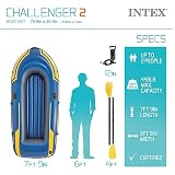 INTEX 68367EP Challenger 2 Inflatable Boat Set: Includes Deluxe 48in Aluminum Oars and High-Output-Pump Triple Air Chambers Welded Oar Locks 2-Person 440lb Weight Capacity