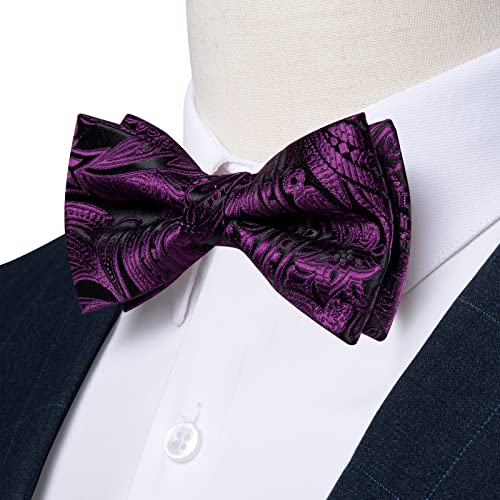 Image of DiBanGu Pre-Tied Bow Ties for Men Silk Adjustable Tuxedo Bowties Pocket Square Cufflinks Set with Lapel Pin Jacquard Woven