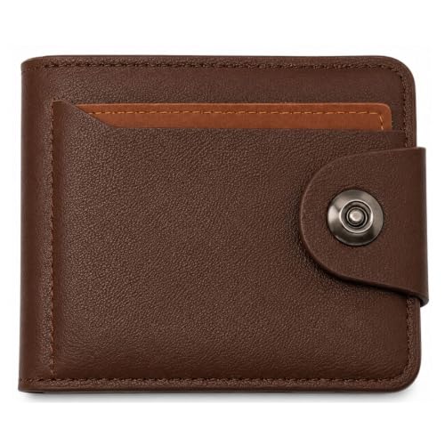 Carteira Masculina Casual Couro Sintético Porta Cartões E Moedas (Marrom)