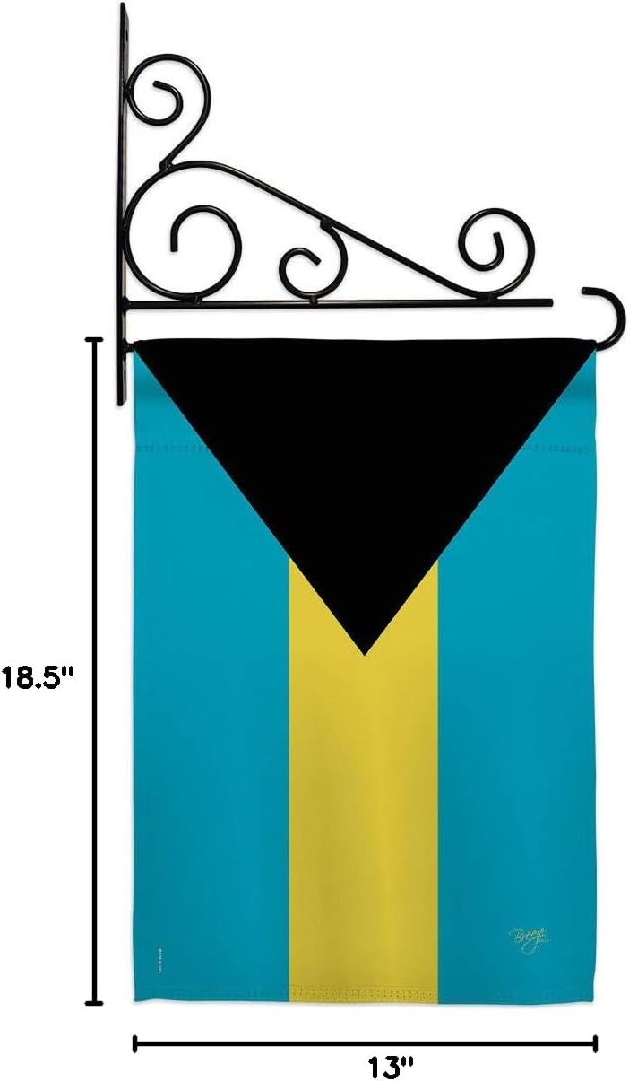 Bahamas Garden Flag Set Wall Holder Regional Nationality Nation International World Country Particular Area Small Decorative Gift Yard House Banner Double-Sided Made In USA 13 X 18.5