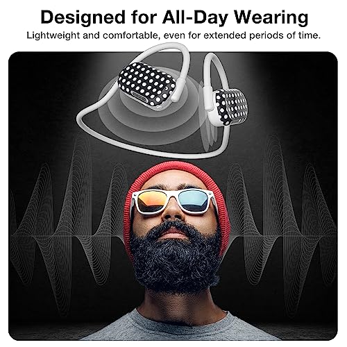 Image of Purity Air Open Ear Headphones - True Air Conduction Wireless Bluetooth Open Ear Earbuds with Dual Mic for iPhone /Android - Secured Long Wearing Comfort, Sports Sweat Resistant (White dots)