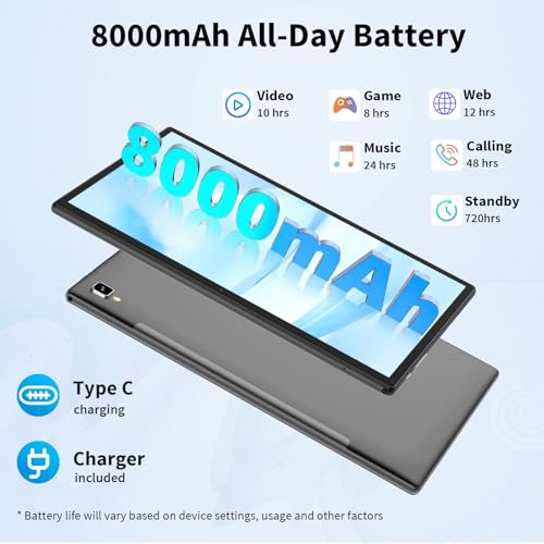 Image of YOBANSE 2025 Tablet with Keyboard 24GB RAM 128GB ROM (2TB Expansion) 10.1 inch Android 15 Tablet 8000mAh Battery BT 5.0 GSM Certified Dual Band WiFi (2.4G & 5G) Tablet Case with Mouse Stylus