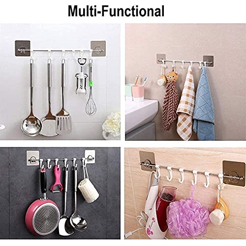 Image of KHEDU FAB 1 Pc's Premium Self Adhesive Kitchen Accessories Items Organizer Rack Stand, Wall Hanging Hooks Strong Without Drilling,Stainless Steel (Pack of 1)