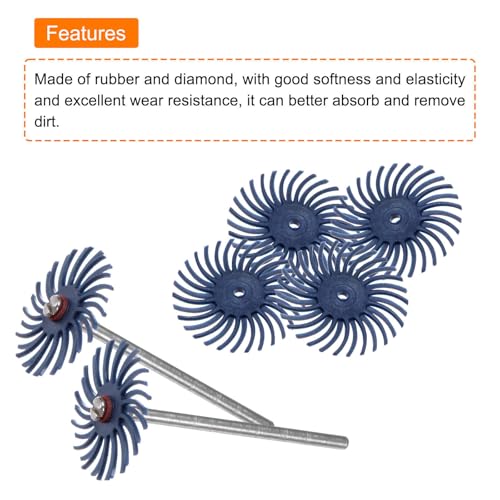 Image of HARFINGTON 30pcs Radial Bristle Disc Set 1 inch 120 Grit Detail Abrasive Brush Kit Gap Polishing Wheel Assortment with 1 /8 inch 3 /32 inch Shank Mandrels for Jewelry Wood Metal Polishing Cleaning, Blue