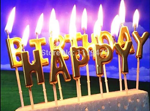 Birthday Cake Decoration Home Party Use Ideal Gold / Silver HAPPY BIRTHDAY Candle Cake Candles