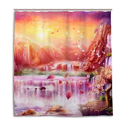 Rideau de douche imperméable anti-moisissure cascade et fleurs - 5