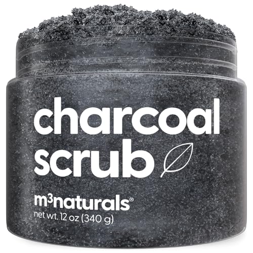 Exfoliating Charcoal Scrub with Collagen & Stem Cells – Salt Scrub for Body Toning, Cellulite,...
