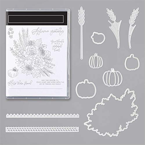 Flower and Leaf Lavender Pumpkin Christams Dies and Stamp Sets for Card Making Metal Cutting Dies Match Clear Rubber Stamp for Paper Crafting Embossing Stencil Dies Photo Album Decorations