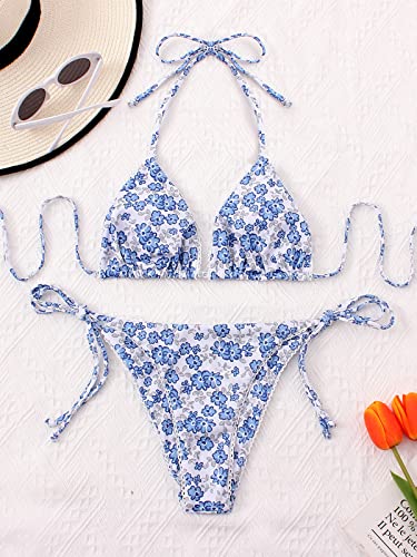 Image of Bikinis Swimsuit Set for Women Swimwear Triangle Bathing Suit Tie String Thong