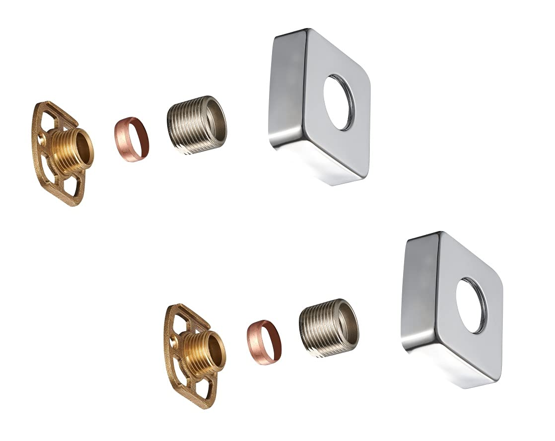 Kedwill Silver, Kedwill® Bar Valve Fixing Kits Brackets With Square Ss Chrome Cover Shrouds Escutcheons 3/4” Inch Connections Bsp 15Mm Wall Mounted For Thermostatic Bath Shower Bar Valve Mixer Tap