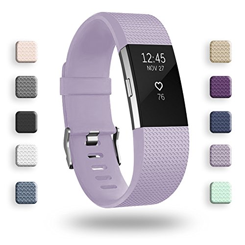 POY Replacement Bands Compatible for Fitbit Charge 2, Classic & Special Edition Sport Wristbands, Small Lavender, 1PC