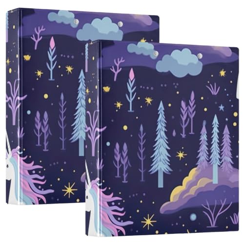Classeur licorne violette 3 anneaux idéal pour organiser vos cours de l'école à l'université
