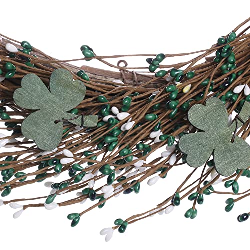 Diyfloru 20 Inches St Patrick’s Day Wreath,Green Shamrock Wreath Clover Berry Wreaths For Front Door Wall Decor St Patrick’s Day Decorations #TOP3