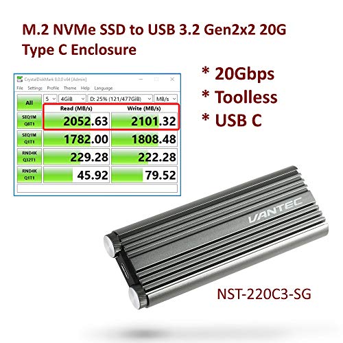 Caja externa M.2 NVMe SSD a USB 3.2 Gen2x2 Type C miniatura 2